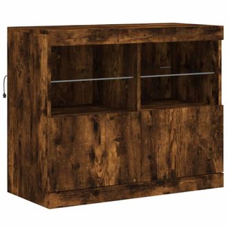Berkfield Home Sideboard with LED Lights Smoked Oak 81x37x67 cm in Brown | Size: 81 x 37 x 67 cm