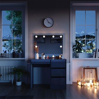 Vicco Tocador Sherry, Antracita, 90 Cm Con Espejo E Iluminaci&oacute;n Led