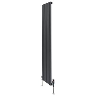 MonsterShop Flat Single Column Radiator & Valves - 1800mm x 420mm - Anthracite in Grey