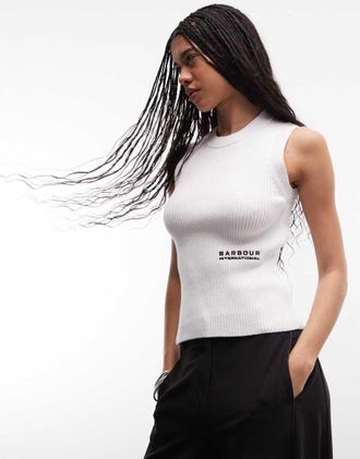 Barbour Nova - Canotta in maglia bianca con logo-Bianco