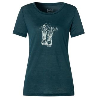 super.natural Flower Boots Tee Merinoshirt f&uuml;r Damen | blau