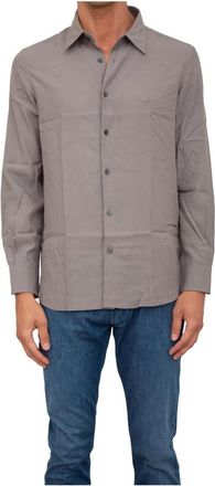 Emporio Armani Grijze Casual Overhemd - Heren - Casual Overhemden - Grijs - L - Overhemden