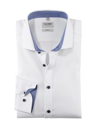 Olymp Businesshemd OLYMP Level Five body fit, Herren, Gr. 37, N-Gr, weiss (wei&szlig;), Web, Obermaterial: 97% Baumwolle, 3% Elastolefin, 2-Knopf-Manschette, Hemd