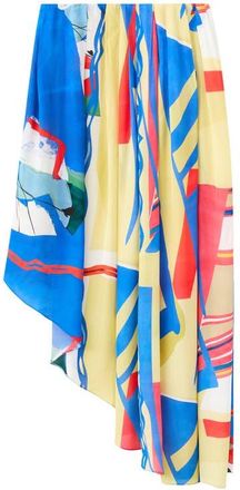 Mango Print Asymmetric Maxi Skirt in Blue at Nordstrom, Size Small