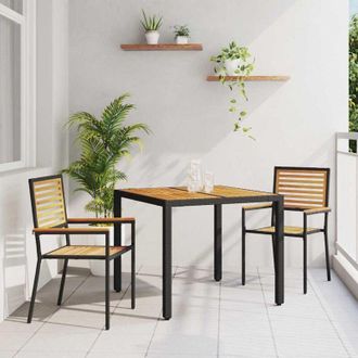 vidaXL Conjunto De Comedor De Jard&iacute;n 3 Pcs Negro 90 X 90 X 75 Cm Vidaxl