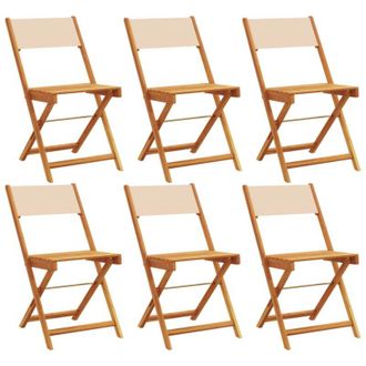 vidaXL Vidaxl - Sillas De Jard&iacute;n Plegables 4 Uds Madera Maciza Y Tela Beige