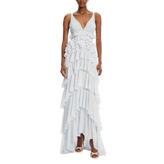 Elisabetta Franchi Abito bretellina Maxi Jurk - Dames - Avondkleed - Blauw - M - Polyester - Kleedjes
