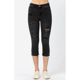 Judy Blue Curvy High Waist Skinny Capri Jeans In Black