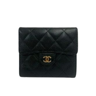 Chanel Pre-owned Wallets, female, Black, Size: ONE SIZE Pre-owned Matelasse Caviar Leather Trifold Wallet