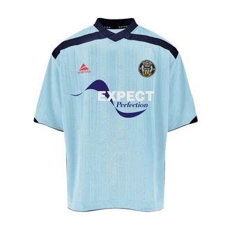 Martine Rose Sportswear, male, Blue, Size: XL Ribbed V-neck T-shirt