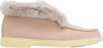 Santoni Roze su&egrave;de desert boots met bontvoering - Dames - Winterlaarzen - Roze - 40 1/2 EU - Su&egrave;de - Schoenen