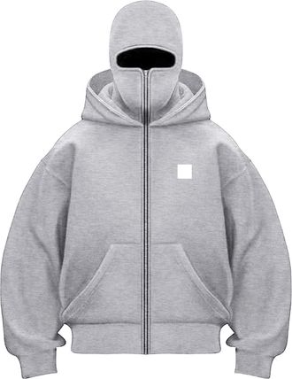 Generic Balaclava Hoodie Mens Hoodies Zip Up Fashion Double Layer Hoodie with Mask Travel Hoodies Oversized Long Sleeved Warm Wind-resistant Athletic Workout 