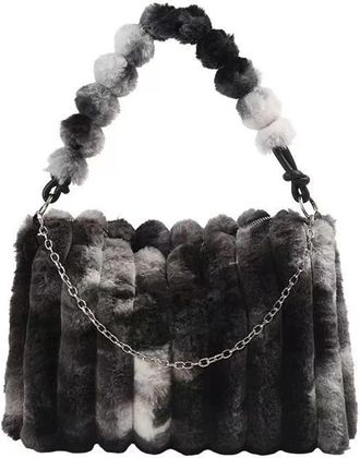 Generic Womens Plush Bags Tie-Dye Plush Underarm Bag Large Capacity Handbag Single Shoulder Autumn Winter City Simple Tote