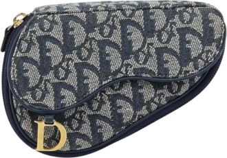 Dior Pre-owned Mini Bags, female, Blue, Size: ONE SIZE Pre-owned Vintage Saddle Coin Purse