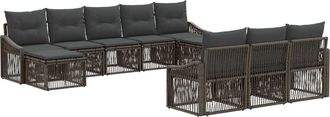 vidaXL Conjunto De Sof&aacute;s De Jard&iacute;n 10 Uds. Gris Rat&aacute;n Sint&eacute;tico Vidaxl