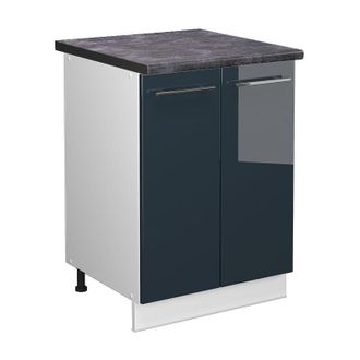 Vicco Mueble Bajo De Cocina Fame-line, Azul Oscuro Alto Brillo, 60 Cm, Et Antracita Vicco