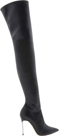 Casadei Blade Over the Knee - Dames - Over de knie laarzen - Zwart - 38 1/2 EU - Leer - Schoenen