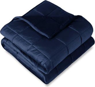 Bare Home Minky Fleece Weighted Blanket in Dark Blue at Nordstrom, Size 10 Lb