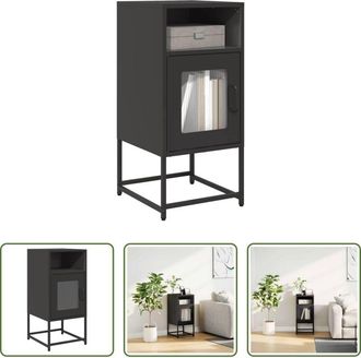 vidaXL Comodino nero - Comodino Nero 36x39x78 cm in Acciaio Laminato a Freddo