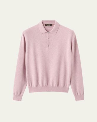 Loro Piana Mens Baby Cashmere Metal-Button Polo Sweater