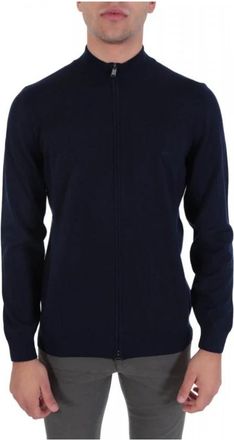 HUGO BOSS Full Zip Balonso-L Knit - Heren - Vesten - Blauw - M - Wol - Truien & Vesten