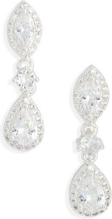 Nordstrom Rack Cubic Zirconia Halo Drop Earrings in Clear- Silver at Nordstrom Rack