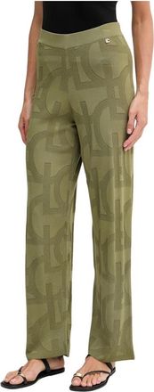 Lola Casademunt Logo-jacquard Track Pants - Dames - Wijde Broeken - Groen - M - Nylon - Broeken