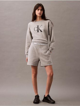 Calvin Klein Jeans Calvin Klein Womens Monogram Logo Fleece Shorts - Grey - XS