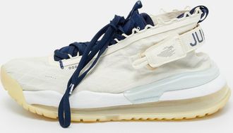 Air Jordan s White/navy Blue Fabric Proto Max720 Pale Ivory High Top Sneakers