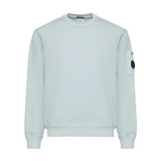 C.P. Company Sweatshirts, male, Blue, Size: 2XL Diagonal Raised Fleece Crewneck Lens Sweatshirt