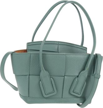 Bottega Veneta Arco Bag Maxi Intrecciato Leather Green Leather Handbag (Pre-Owned)