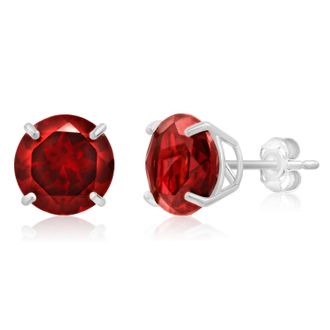 MAX + STONE 14k White Gold 9mm Round Cut Gemstone Stud Earrings