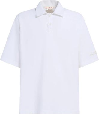 Marni Oversized poloshirt - Heren - Polos - Wit - M - Katoen - Tops