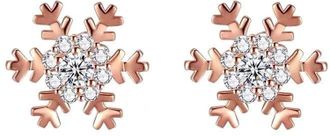Generic Jewelry Gifts Cubic Zirconia Earrings Snowflake Earrings Trendy Cute Rose Gold Stud Earrings Convenient Handled
