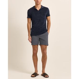 Orlebar Brown Terry Towelling Tailored Fit Towelling Polo Shirt in Navy at Nordstrom, Size Xxx-Large
