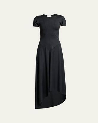 Victoria Beckham Zipped-Front Asymmetric Midi Dress