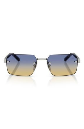 Prada 55mm Gradient Rectangular Sunglasses in Silver /Yellow/Dark Blue at Nordstrom