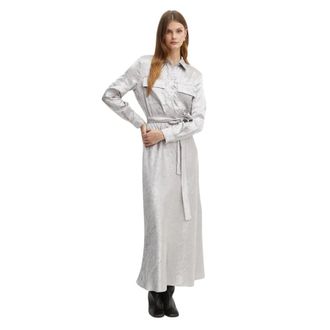 Pinko Pinko, Dames, Jurken, Grijs, Maat: XS Leer