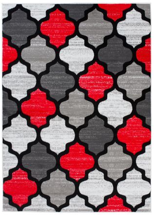 Tapiso Alfombra para niño Rojo gris blanco negro treillis 200x300cm