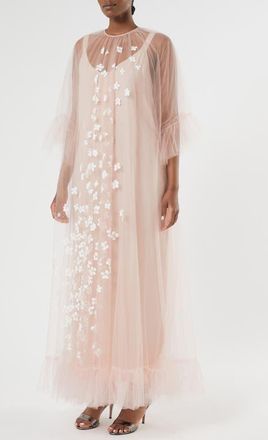 Marina Rinaldi Ecalante Sheer Maxi Dress in Pink at Nordstrom, Size 16W