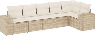 vidaXL Vidaxl - Juego De Sof&aacute;s Jard&iacute;n Con Cojines 6 Pzas Rat&aacute;n Sint&eacute;tico Beige