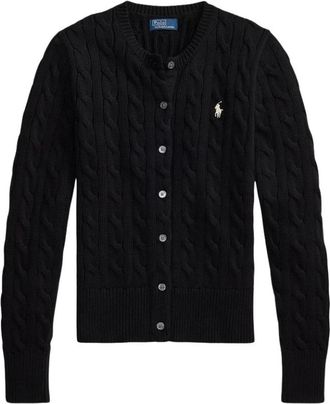 Ralph Lauren Kabelgebreid vest met knoopsluiting en ronde hals - Dames - Vesten - Zwart - S - Truien & Vesten