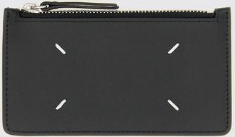 Maison Margiela Portacarte piatto in pelle con logo Four Stitches