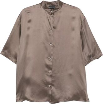 Emporio Armani Short Sleeves Shirt - Dames - Overhemden - Bruin - XS - Satijn - Overhemden