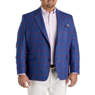 Tallia Orange Big & Tall Windowpane Sport Coat in Blue at Nordstrom, Size 56L
