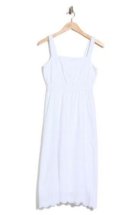 Ellen Tracy Embroidered Eyelet Cotton Midi Sundress in White at Nordstrom Rack, Size X-Small