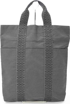Herm&egrave;s Gray Canvas Handbag Tote Bag (Pre-Owned)