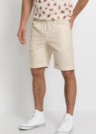 Bonprix Bermudas BONPRIX, Herren, Gr. 48, N-Gr, sandbeige, Web, Obermaterial: 55% Leinen, 45% Baumwolle, regular fit, Hosen Bermudas, aus Leinen-Baumwoll-Mix,