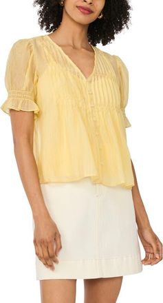 Vince Camuto Pintuck Chiffon Top in Wild Daisy at Nordstrom, Size Xx-Large