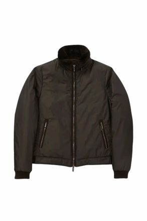 Moorer Mens High Collar Bomber Jacket In Bosco